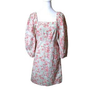 Forever That Girl Small 3/4 Floral Puff Sleeve Mini Dress Boho Cottagecore Girly